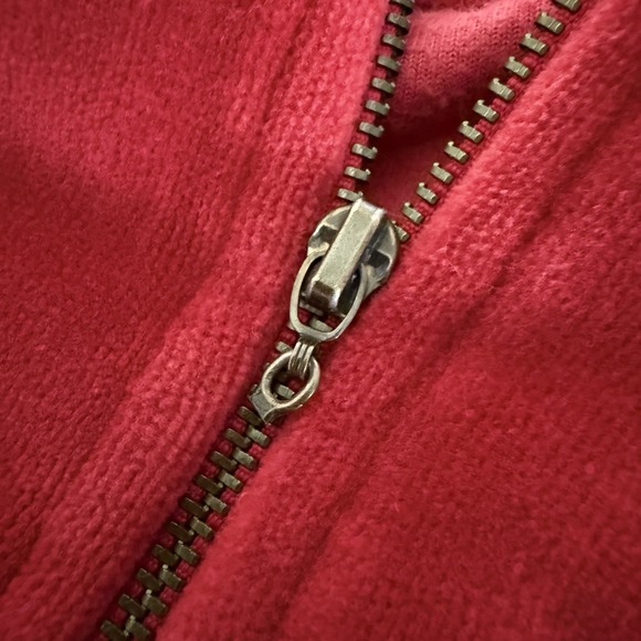 Cotton Couture Red Jacket PS Hooded Velour Full Zip Pockets Soft Comfy Y2K - Picture 5 of 6